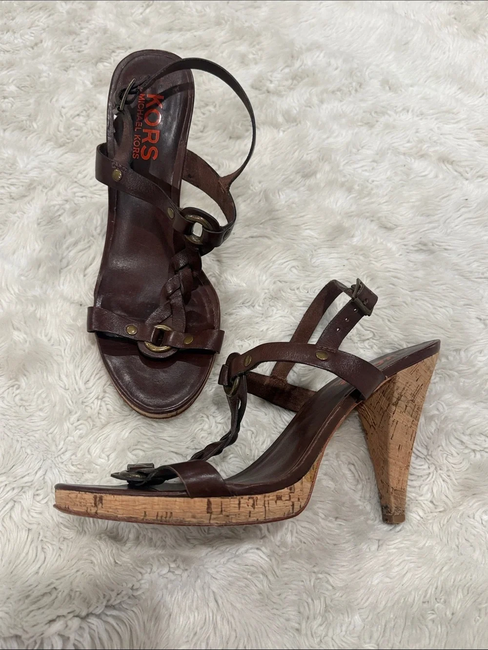 KORS Michael Kors brown leather strappy‎ sandals Woman’s size 10 M
